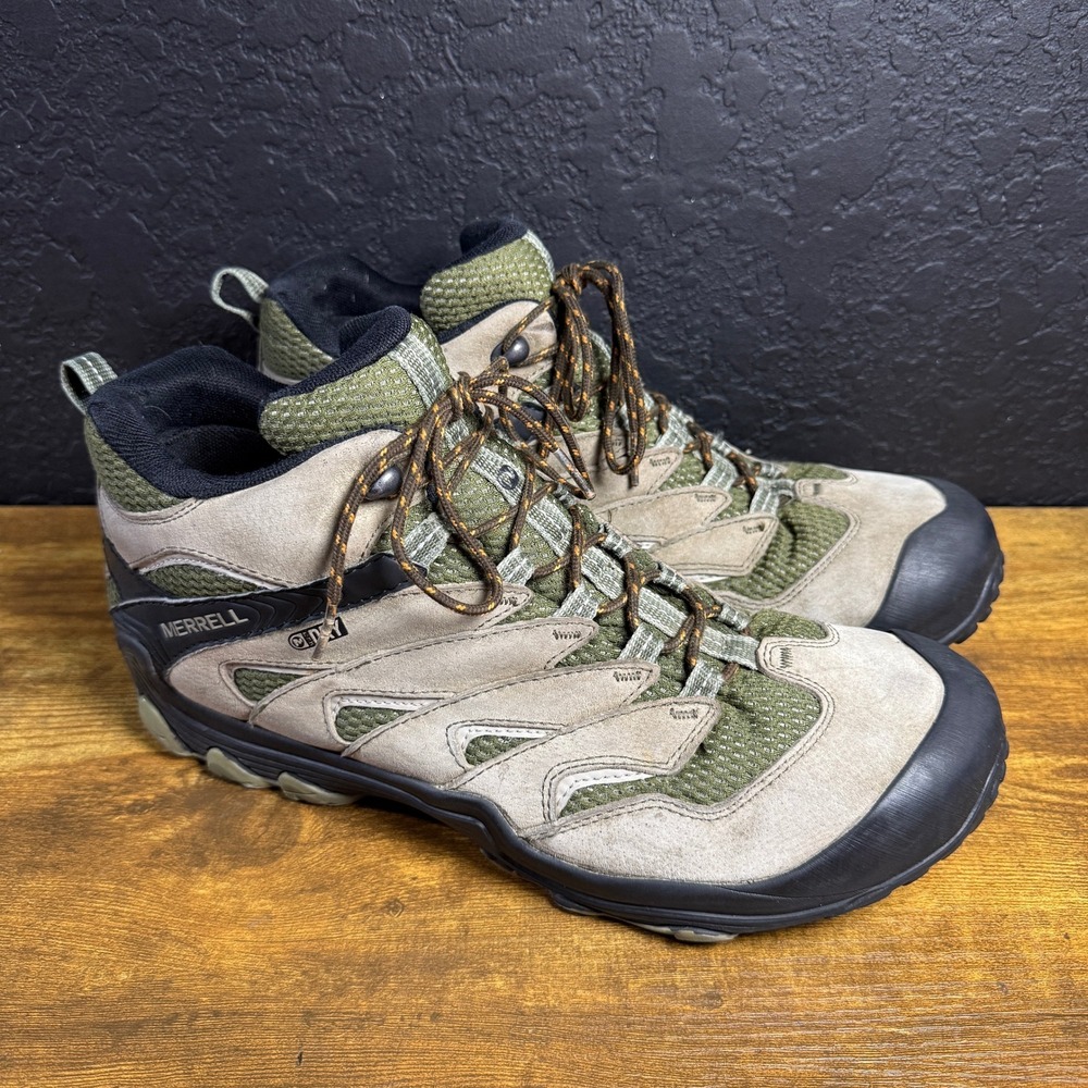 Merrell Chameleon 7 Limit DRY Suede Hiking Boots Mens‎ 14 Olive Tan EUR 48.5